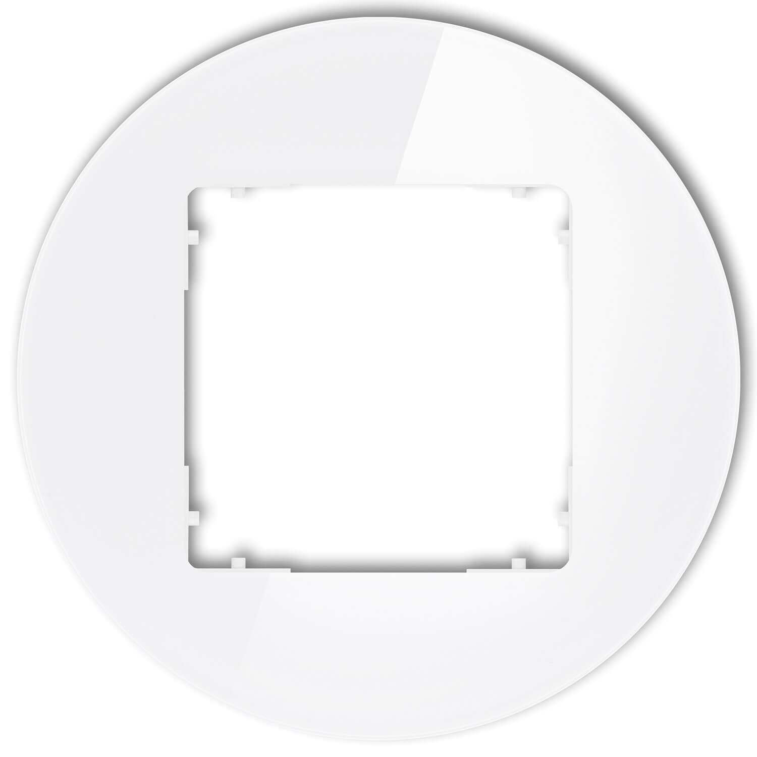 Ramka pojedyncza okrągła z efektem szkła Biały/Biały Karlik ICON - 0-0-IRSO-1