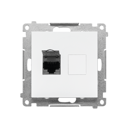 Gniazdo komputerowe pojedyncze RJ45 kat. 6 ekranowane Biały mat Simon 55 - T61E.01/111