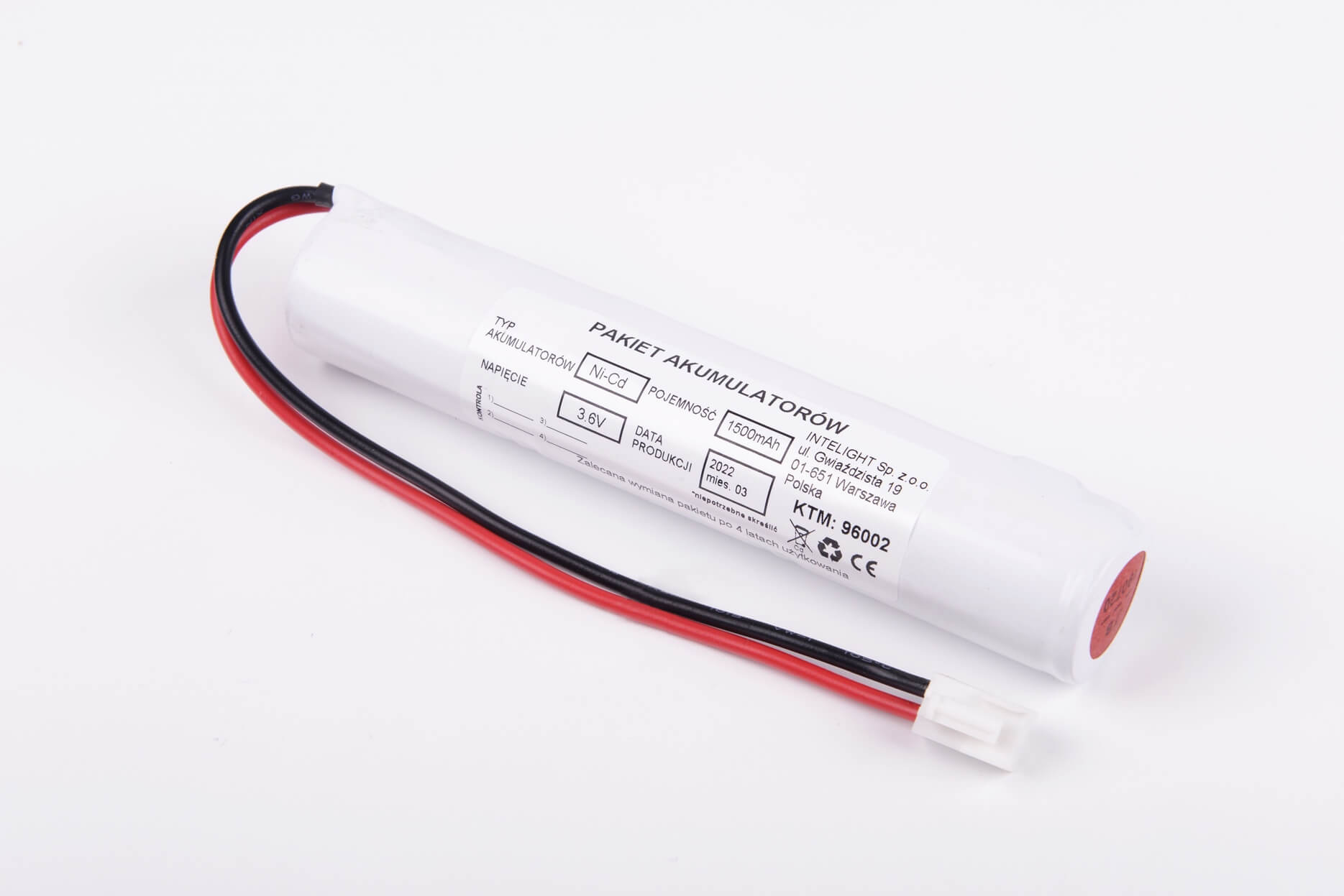 Pakiet akumulatorów NiCd 3,6V 1500mAh HT do opraw Orion II 100 / Orion 150 MT / 150 MT LT / 150 D MT Intelight - 96002