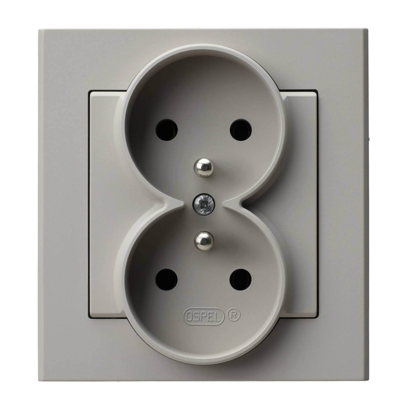 Gniazdo podwójne z uziemieniem kompletne Kaszmir Sonata - GP-2RZ/82