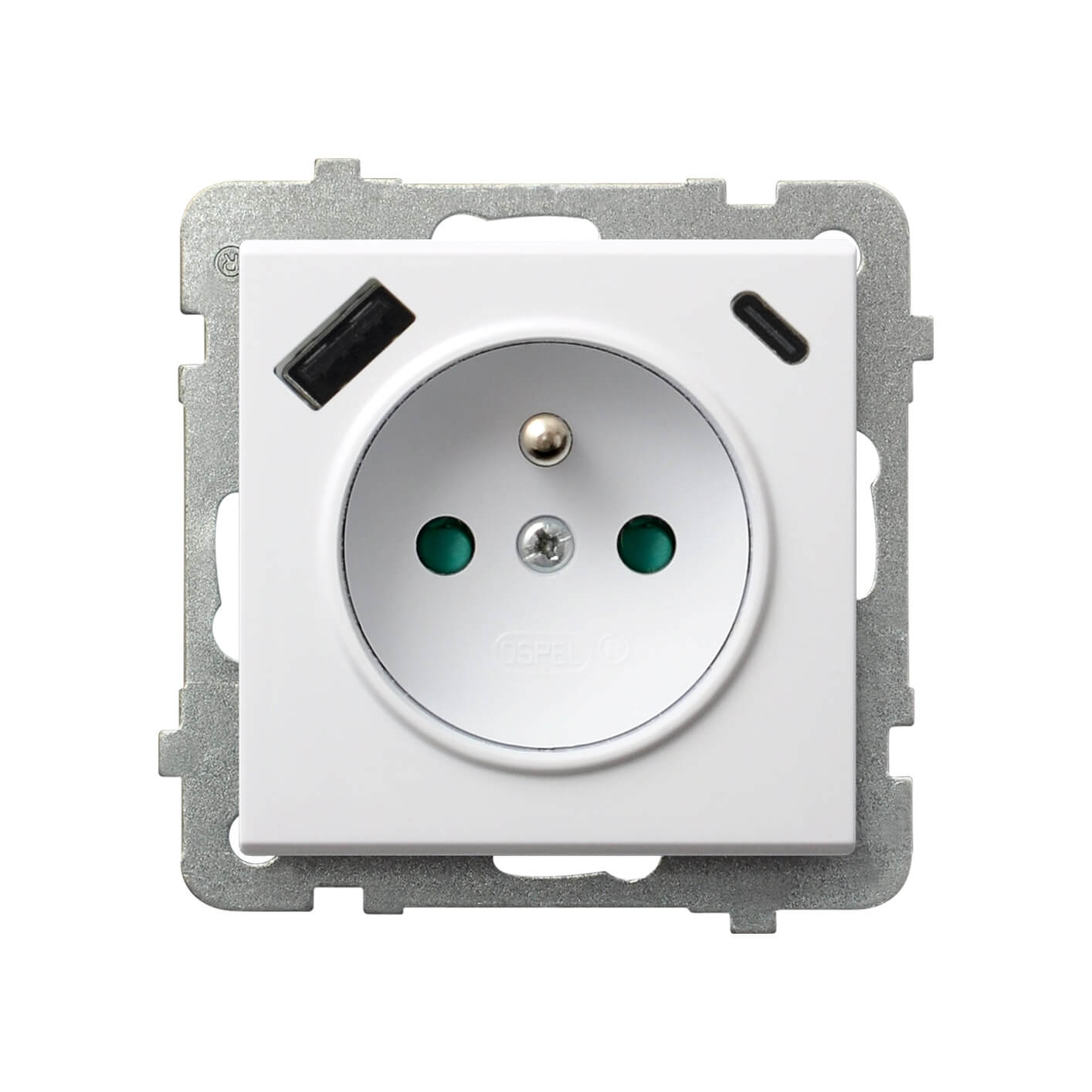 Gniazdo pojedyncze z ładowarką USB typu A+C Biały połysk Sonata - GP-1RZPUSBAC/m/00