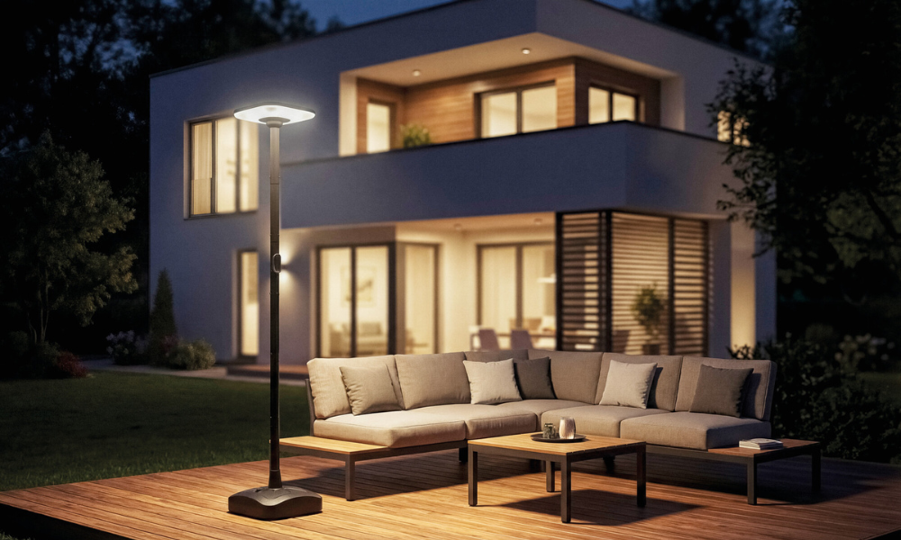 Lampa ogrodowa stojąca Kanlux PARENO z panelem solarnym i obciążoną podstawą