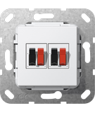 Podtynkowe gniazdo głośnikowe Gira do instalacji audio.